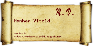 Manher Vitold névjegykártya